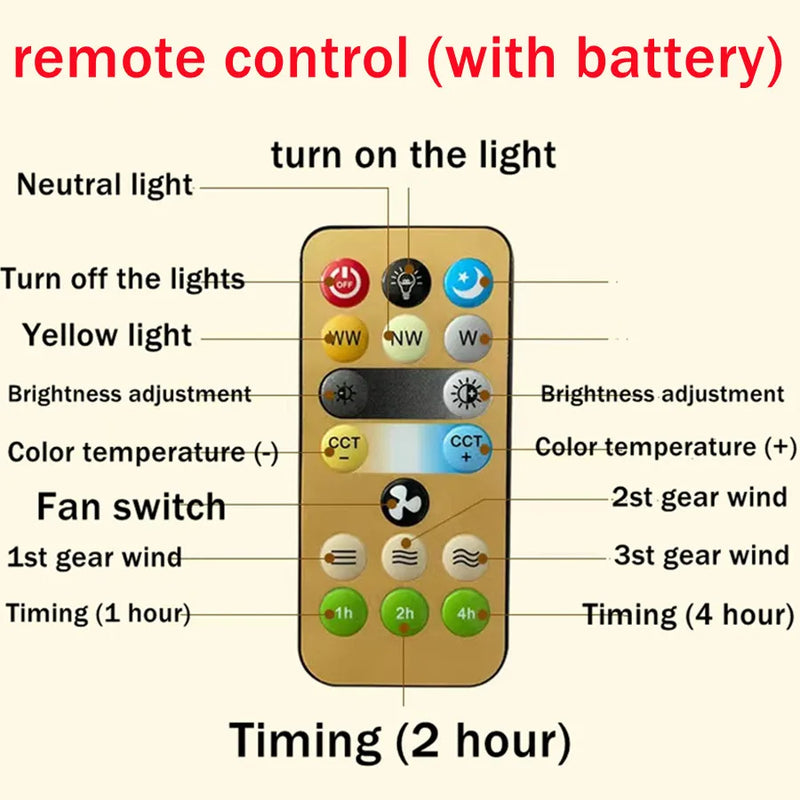 Ventilador de teto de 30W com lâmpada de iluminação Base conversora  com controle remoto para quarto, sala de estar e casa, silencioso, 3 velocidades, AC 85V-265V